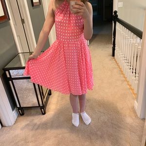 Bright coral polka dot Vineyard Vines halter dress